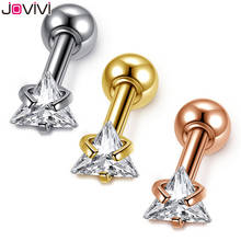 JOVIVI Stainless Steel Stud Earrings 3mm Triangle Cubic Zirconia Round Barbell Tragus Cartilage Helix Ear Studs Piercing Jewelry 2024 - buy cheap