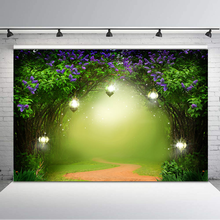 Spring Fairy Forest Backdrop Purple Flower Jungle Photography Backdrops Wedding Birthday Backgrounds for Photo Studio 2024 - buy cheap