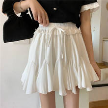 White Chiffon Ruffle Vintage Mini Skirt Women harajuku Summer Short pleated skirt 2021 Fashion High-Waisted Black Irregular Saia 2024 - buy cheap