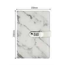 A5 Marble Texture Notebook Password Lock Notebooks Leather Notepad Agenda Weeks 2024 - buy cheap