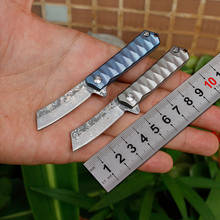 Mini faca dobrável, faca de bolso pequena para caça, faca afiada de aço damasco com ferramentas para ambientes externos, frete grátis 2024 - compre barato
