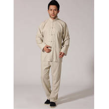 Traje chino de algodón y lino para hombre, traje Tang de manga larga para jóvenes, ropa holgada de talla grande, de Bruce Lee, Kung Fu chino 2024 - compra barato