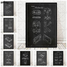 Wall Art Poster Console Game Controller Japanese Game Blueprint Retro Pictures Prints Canvas Painting for Living Room Home Decor 2024 - buy cheap