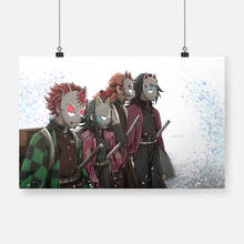 Demon Slayer Kimetsu no Yaiba Anime Poster Framed Wooden Frame Canvas Painting Wall Art Decor Study Home Decoration Prints 2024 - buy cheap