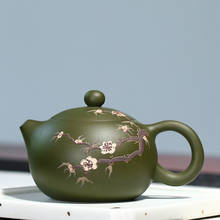 Yixing-TETERA con filtro de arcilla púrpura, teteras Xishi, juego de té de Barro Verde de mineral crudo, hervidor de belleza hecho a mano, suministros de Ceremonia de té, 240ml 2024 - compra barato