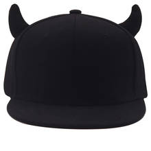 New  Horns Cap Men Women Baseball Cap Brim Straight Black Snapback Hat With Ears Kids Girls Boys Female Running Hip Hop Tricycle 2024 - buy cheap