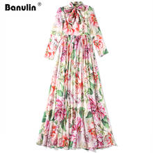 Banulin-Vestidos largos de gasa con estampado Floral para mujer, vestidos largos de gasa con estampado Floral y fajas, estilo bohemio, para vacaciones, Verano 2024 - compra barato