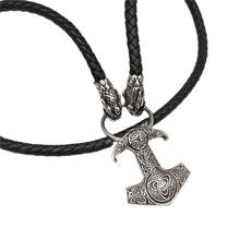 stainless steel Wolf head norse viking amulet thor hammer pendant necklace viking odin raven Trinity JEWELRY 2024 - buy cheap