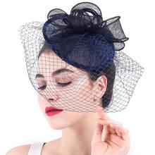 Navy Sinamay Cocktail Hats Fascinator Mesh Hair Accessories For Women Kentucky Derby Party Headwear Event Occasion Headpiece 2024 - buy cheap