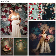 Pano de fundo floral para fotografia, retrato para mulheres grávidas recém-nascidas, cenário para estúdio de fotografia, flores vermelhas, adereços para fotos 2024 - compre barato