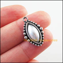 12pçs pingentes de amuletos de acrílico brancos com tom de prata tibetano para olhos retrô 14,5x24mm 2024 - compre barato