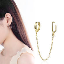1 peças de ouro orelha manguito clipe de corrente borla clip em brincos para mulheres coréia cor prata jóias nova femme earcuff longo 9cm 2024 - compre barato