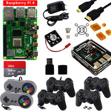 Raspberry Pi 4 2GB 4GB 8GB RAM + funda acrílica + Gamepad + tarjeta + fuente de alimentación + ventilador de refrigeración + Cable para Raspberry Pi 4 Modelo B 2024 - compra barato