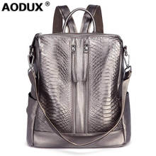 AODUX Large 100% Genuine Leather Alligator Pattern Women Cowhide American Style Fashion Crocodile Women's Backpacks Designer Bag 2024 - buy cheap