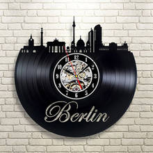 Reloj de pared de vinilo diseño moderno decoración de sala de estar tema de la ciudad de Berlin pegatinas colgantes relojes reloj de pared decoración del hogar silencioso 2024 - compra barato