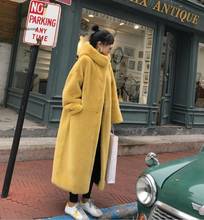 Casaco de pele de vison sintético, casaco feminino longo de inverno com capuz, grosso e quente, jaqueta para mulheres, casaco solto de pelúcia para mulheres 2024 - compre barato