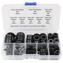 480 Pcs Nylon Flat Round Washers Gaskets Spacers Assortment Set for Screw Bolt(Black) 2024 - buy cheap