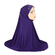 H1372 mais recente grande tamanho muçulmano hijab cachecol com strass na parte traseira chapéus islâmicos armia puxar no headwrap ramadan presente 2024 - compre barato
