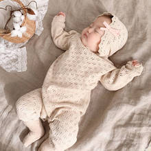 2020 Autumn New Baby romper Knitted Jumpsuit Baby Girl Lace Long-Sleeved Romper Hooded Crawling Clothes 2024 - buy cheap