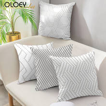 Branco almofadas decorativas caso para sala de estar padrão geométrico jogar fronha capa almofada quadrada decoração da sua casa 45x45 2024 - compre barato