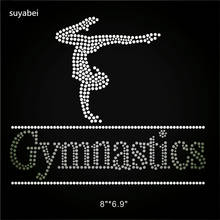 2pcs/lot Gymnastic girl appliques design stone hot fix rhinestone motif iron on crystal transfer patches for shirt 2024 - buy cheap