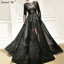 Женское вечернее платье с круглым вырезом, длинным рукавом и цветами ручной работы, черное, CLA60837, 2020 2024 - купить недорого