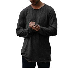 Новая мужская Осенняя хлопковая Базовая футболка мужские топы с длинными рукавами в китайском стиле футболки однотонные повседневные футболки одежда M-3XL 2024 - купить недорого