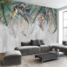 beibehang Custom Mural Wallpaper Modern 3D Nordic Plant Leaves Birds Photo Wall Murals Living Room Bedroom wall paper Home Decor 2024 - buy cheap