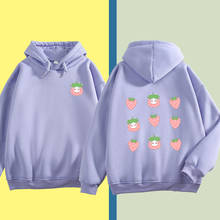 Sudaderas con estampado de fresas Kawaii para niña, ropa de gran tamaño de estética gótica Harajuku, sudadera básica y cálida, camiseta de manga larga 2024 - compra barato