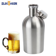 Growler de cerveza de acero inoxidable de 64 oz, botella de cerveza de 1,9 litros con tapa oscilante que mantiene la cerveza casera fresca y fría con sello hermético 2024 - compra barato