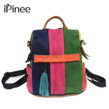 IPinee Borlas Mulheres Genuíno Mochila De Viagem De Couro Mochila para Sacos de Escola Laptop Packsack Limpando a cor Fêmea Do Vintage 2024 - compre barato