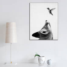 Póster de bosque para pared, pintura en lienzo de zorro con pájaro, decoración artística de bosque, Animal, zorro, decoración del hogar para sala de estar 2024 - compra barato