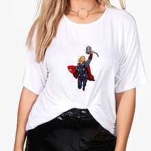 Camiseta thor casual feminina da disney, camiseta top de verão com manga longa, estética dos anos 90, roupas femininas hipster 2024 - compre barato