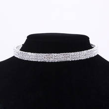 Bridal Wedding Choker Necklaces Silver Plated Crystal Rhinestone Party Diamante Choker Jewelry for Women 2024 - buy cheap