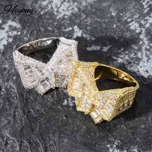 Hiyong anel de borboleta popular, anel da moda com ouro e prata, cravejado de zircônia, micro embutido, presentes para homens 2024 - compre barato