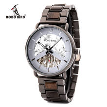 Bobo bird relógio de pulso de metal e madeira, relógio masculino de quartzo para homens 2024 - compre barato