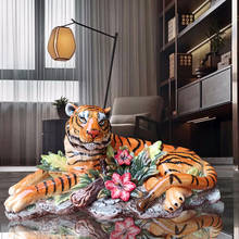 European Tiger Statue Ceramic Animal Ornaments Home Furnishing Crafts Livingroom Office Desktop Fengshui Figurines Decor 2024 - buy cheap