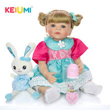 KEIUMI милый кролик полностью силиконовые виниловые куклы Новорожденные куклы 55 см реалистичные золотые кудри Новорожденные для детей подарки на день ребенка 2024 - купить недорого