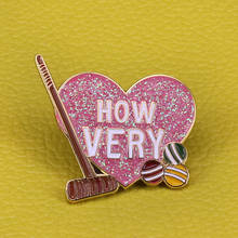 Heathers The Musical Enamel Pin How Very Brooch Pink Glitter Heart With Hammer and balls Badge Accessory 2024 - buy cheap