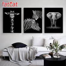 FATCAT Black and white animal giraffe zebra elephant diy 5d diamond painting full mosaic embroidery triptych kits decor AE2975 2024 - buy cheap