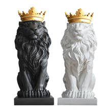 Melhor leão estátuas para decoração coroa leão estátua presente resina estatueta modelo animal abstrato nórdico decoração de casa artesanato 2024 - compre barato