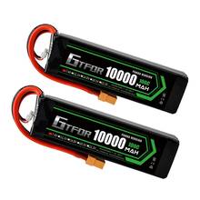 Gtfdr 2 pçs lipo bateria 7.4v 10000mah lipo 2s 100c rc bateria para 1/8 1/10 carro rc barco helicóptero quadcopter barco carro 2024 - compre barato