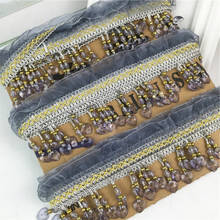 Fita de cristal para cortina, 11 metros franja borla cortina renda corte contas de cristal fita para costura almofada sofá toalha decoração acessório 2024 - compre barato