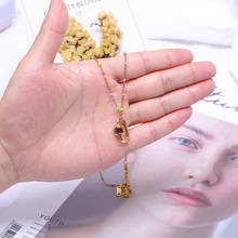 Juwang 2021 colar de luxo feminino com corrente de clavícula, colar feminino com pingente esmaltado, joias fashion e pendentes femininos 2024 - compre barato