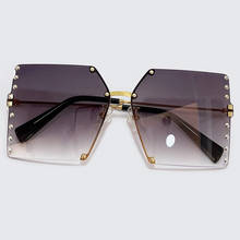 Gafas de sol cuadradas de gran tamaño para mujer, anteojos de sol femeninos de diseño de marca de lujo Retro con marco grande, sin montura, UV400 2024 - compra barato