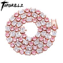 Topgalisz colar gargantilha 6mm, de zircônia cúbica redonda e quadrada, joia fashion hip hop para presente 2024 - compre barato