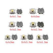 Botão interruptor tátil pcb de 50 peças, 4x4mm, mini interruptor momentâneo botão de ato tático smd 4x4x1.7/2/2, 3/2, 5/3/3, 5/4, 3mm 2024 - compre barato