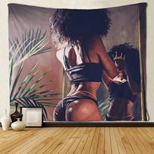 Tapices de Arte Negro con corona para mujer afroamericana, colgante de pared de Arte Negro para dormitorio, sala de estar y dormitorio 2024 - compra barato