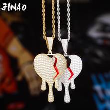 JINAO New  Cubic Zircon Iced Out Chain Heartbreak drop pendant Hip Hop Jewelry Pendant Necklace Necklaces For Man Women Gifts 2024 - buy cheap