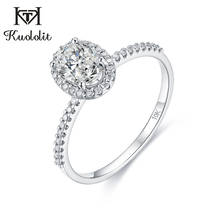 Kuololit-Anillos moissanite de oro blanco de 14K y 10K para mujer, sortija única de 1 quilate, ovalada, VVS, para compromiso, anillos de regalo de boda 2024 - compra barato